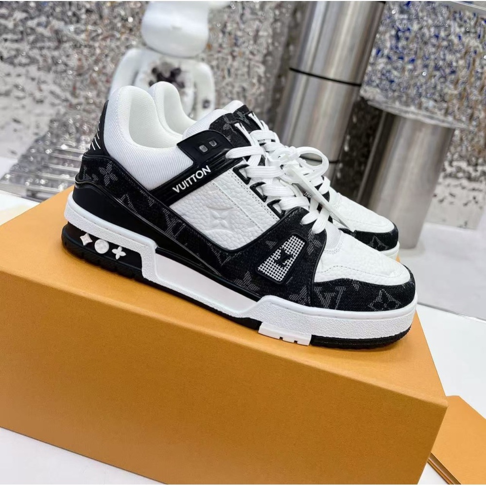 Vuitton Men's Black and White Sneakers